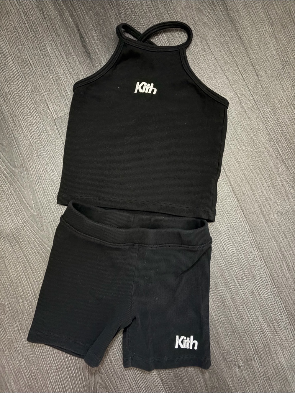 Kith Kids Black Ribbed Racerback Tank & Shorts